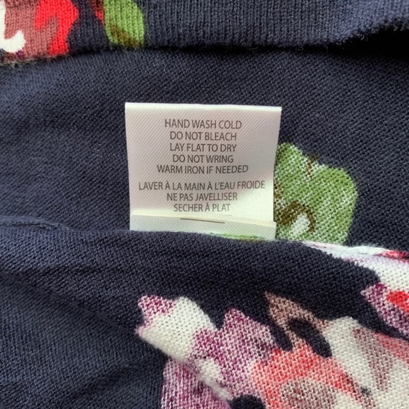 Belldini Floral Cardigan Medium Navy Open Sweater Long Sleeve Spring Wrap Casual - Picture 10 of 10